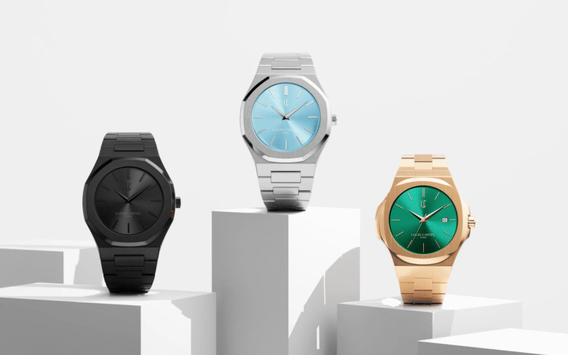 Watch-product-photography-on-risers-for-Louis-Cartel